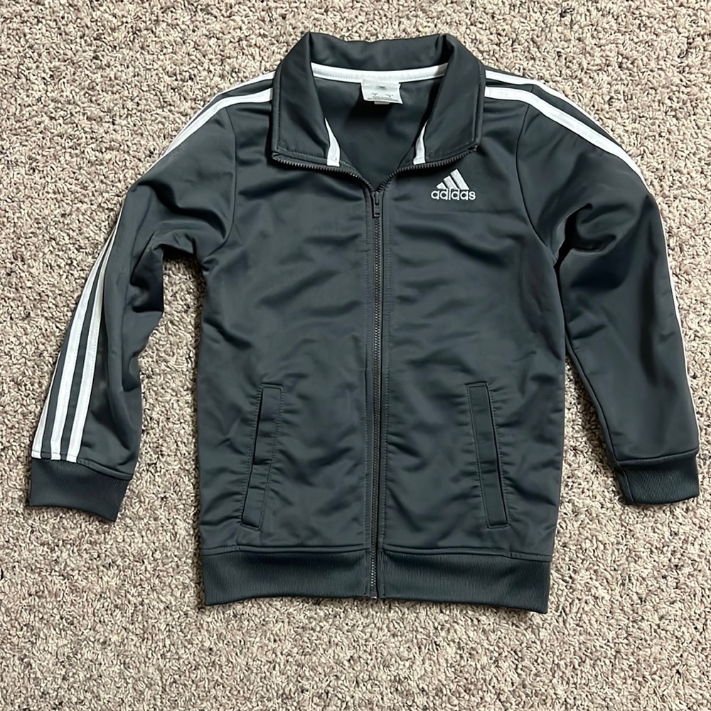 Adidas track jacket, grey, in boys size 7